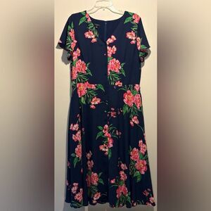 Talbots Petite Maxi Dress Full Button Floral Ruffle Sleeve Hem Boho Size 16P
